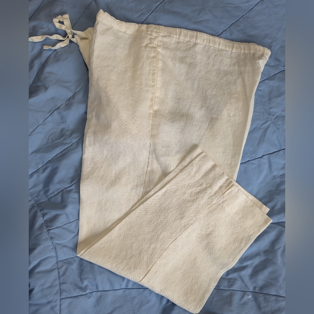 Jams World 100% Linen Split Cuff Draw Strong Waist Capris Size XL